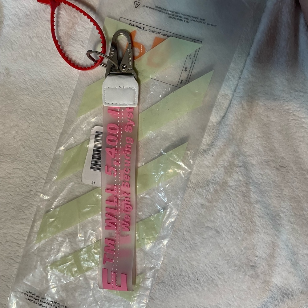 Pink Off-White Silicone Industrial Keychain